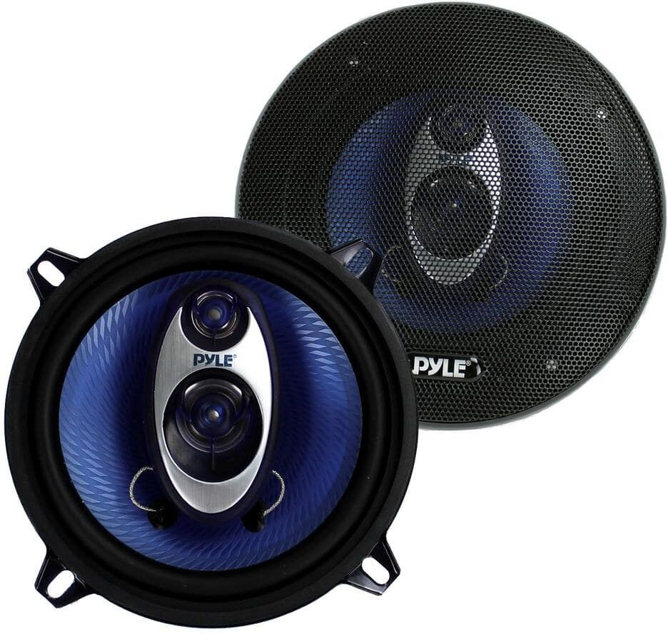 Pyle 5.25 in. 200-Watt 3-Way Car Audio Triaxial Speakers Stereo Blue (Pair)