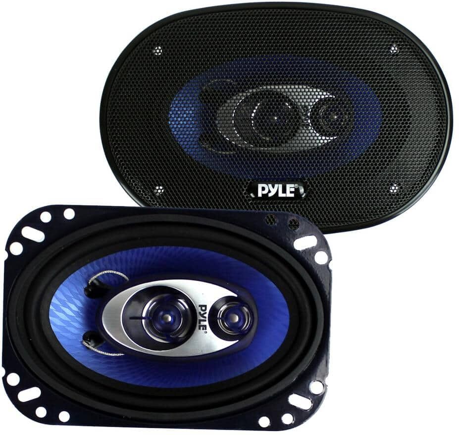 Pyle New 4 in. x 6 in. 240-Watt 3-Way Car Coaxial Audio Speakers Stereo Pair Blue