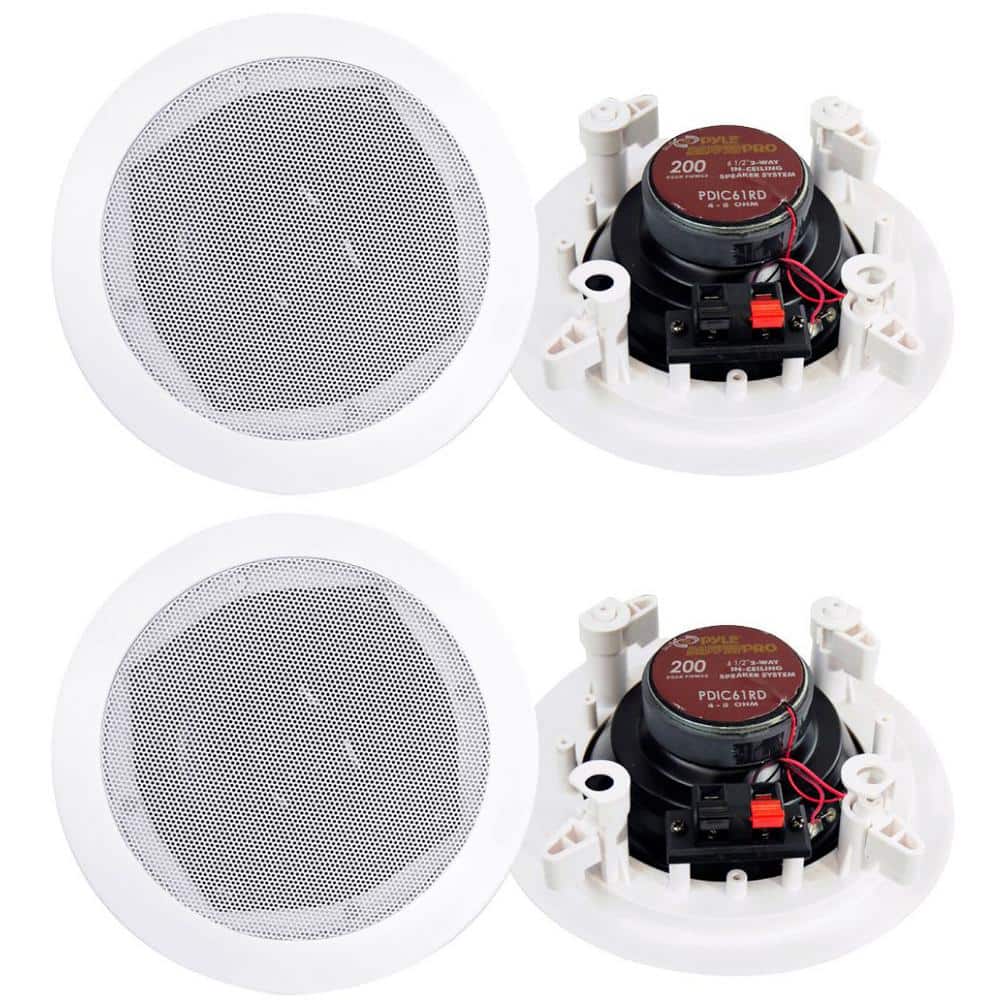 Pyle 6.5 in. 200-Watt PRO White 2-Way 4-New In-Ceiling/Wall Speakers System