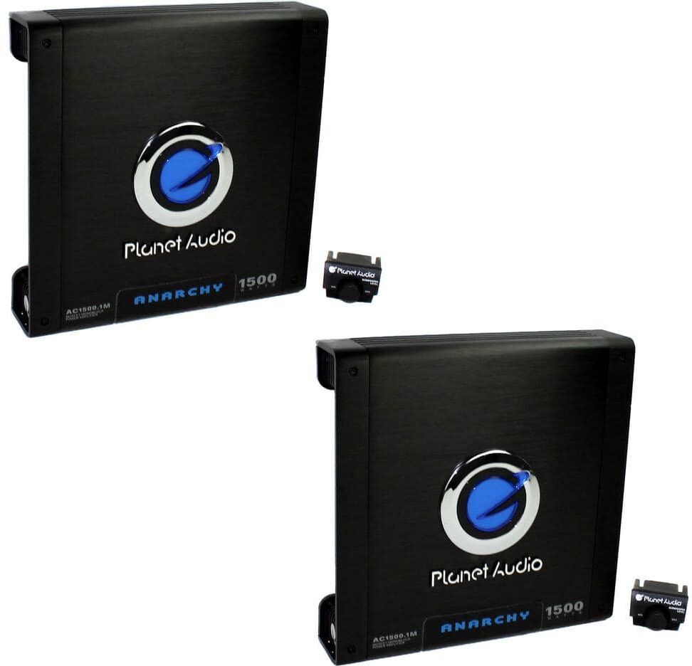 Planet Audio 1500 Watt Mono Block Car Audio Amplifier with Remote (2-Pack)