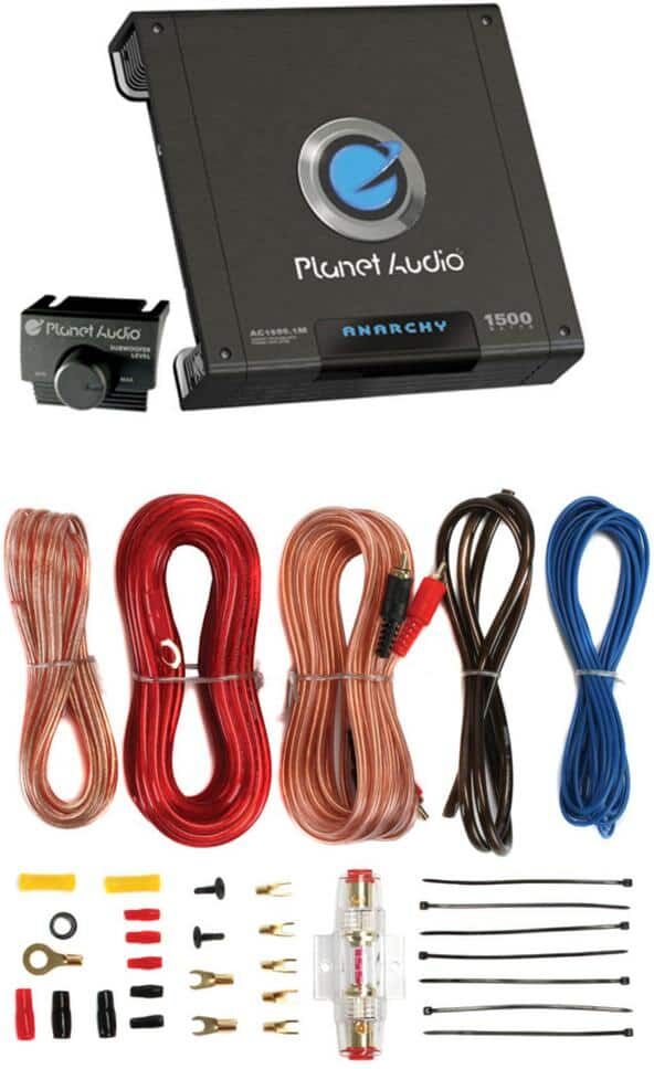 Planet Audio AC1500.1M 1500-Watt MONO Car Audio Amplifier Amp AC15001M+8 Ga Amp Kit