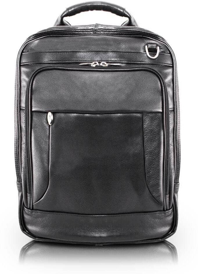 McKLEIN Lincoln Park Full Grain Cashmere Napa Leather 15 in. Black 3-Way Backpack Laptop Briefcase