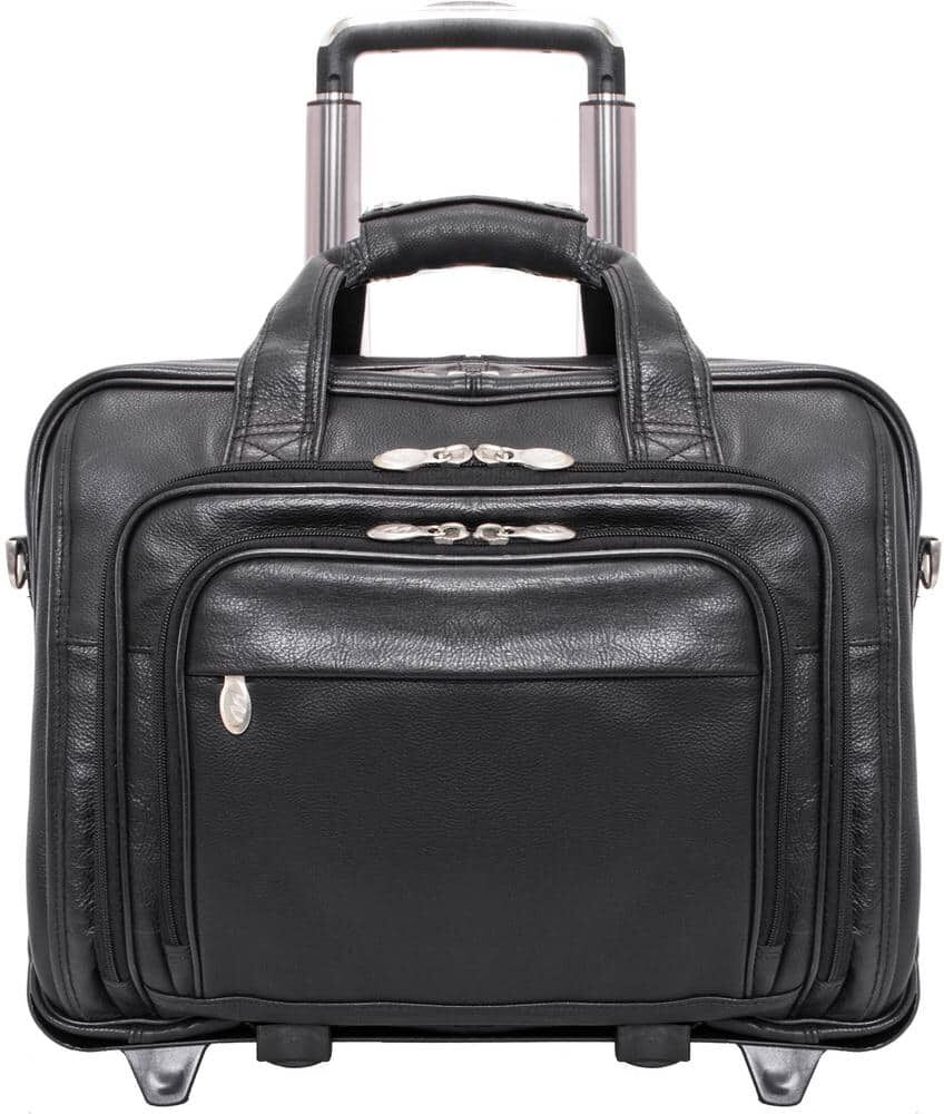 McKLEIN Gold coast 17 in. Black Full Grain Cashmere Napa Leather Patented Detachable Laptop Briefcase