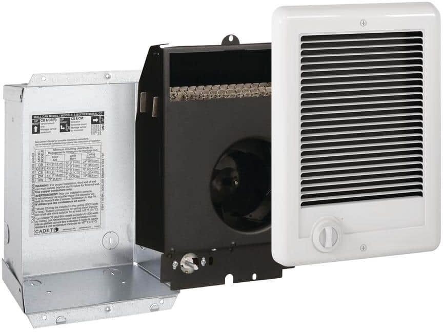 Cadet 120-volt 1,500-watt Com-Pak In-wall Fan-forced Electric Heater in White with Thermostat