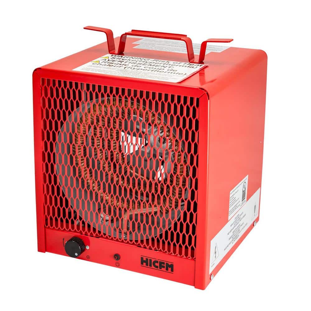 Edendirect 4800-Watt Red Electric Garage Heater, Micathermic Space Heater with Integrated Thermostat Control, Convection