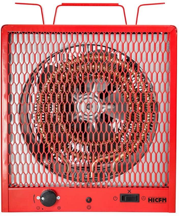 Edendirect 5600-Watt Red Electric Garage Heater, Micathermic Space Heater with Integrated Thermostat Control, Convection