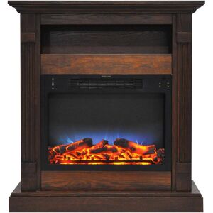 Cambridge Sienna 34 in. Electric Fireplace with Multi-Color LED Insert and Walnut Mantel, Brown