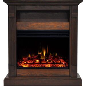 Cambridge Sienna 34 in. Electric Fireplace Heater in Walnut with Mantel, Enhanced Log Display and Remote Control, Brown