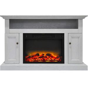 Cambridge Sorrento Electric Fireplace with an Enhanced Log Display and 47 in. Entertainment Stand in White
