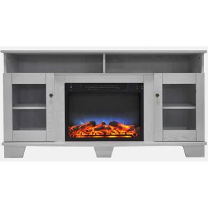 Cambridge Savona 59 in. Electric Fireplace in White with Entertainment Stand and Multi-Color LED Flame Display