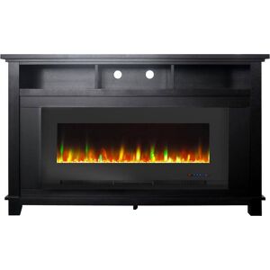 Cambridge San Jose 58 in. Freestanding Electric Fireplace Entertainment Stand in Black with 50 in. Insert and Crystal Rock Display, Dark Coffee