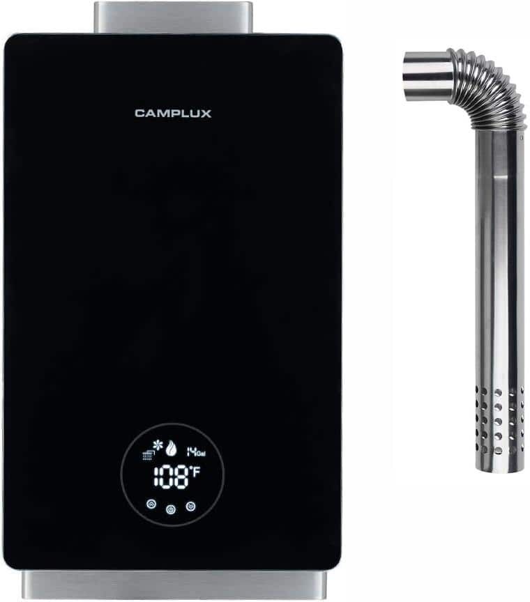 CAMPLUX ENJOY OUTDOOR LIFE 3.18 GPM 82,000 BTU Indoor Smart Propane Tankless Water Heater, Black