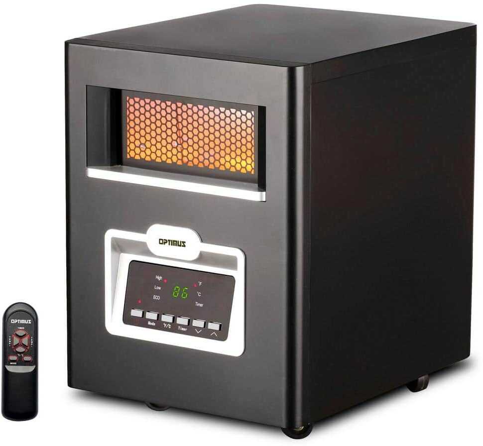 Optimus 1320-Watt Electric Compact Infrared Quartz Space Heater with Remote and LED Display