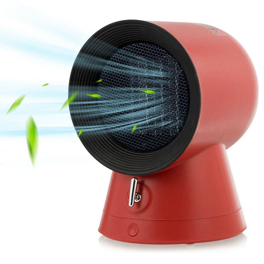 Gymax 1500-Watt Portable PTC Ceramic Space Heater Mini Electric Desktop Heating Fan Red