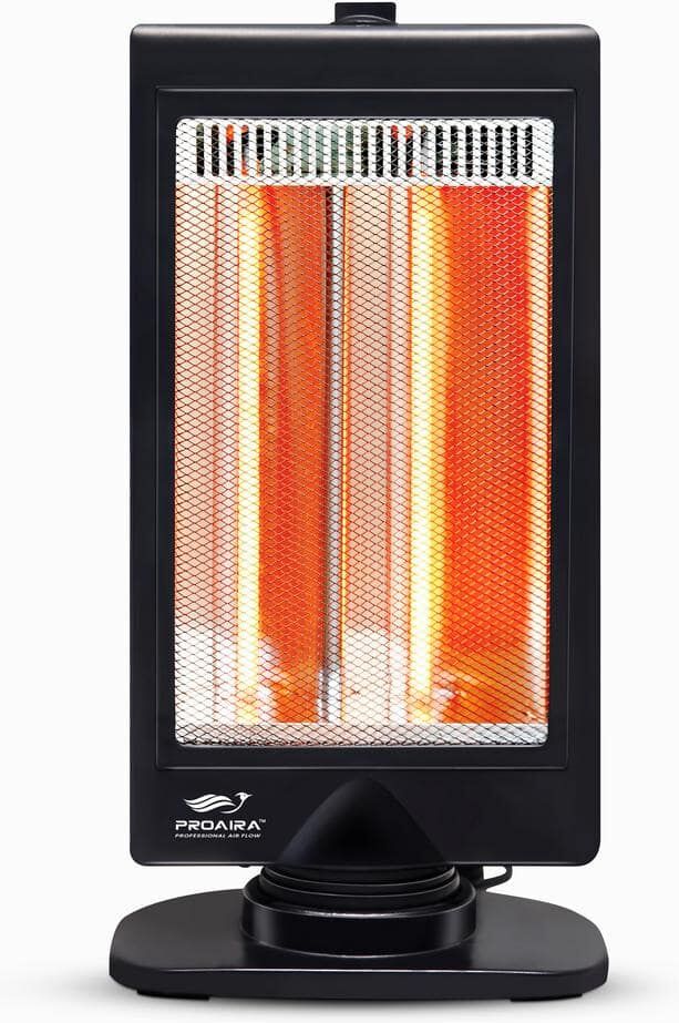 PROAIRA 400-Watt/800-Watt Electric Flat Panel Halogen Heater with Tip-Over Safety Switch and Handle