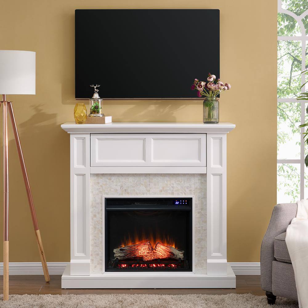 Southern Enterprises Xensera 45.5 in. Touch Panel Electric Fireplace in White