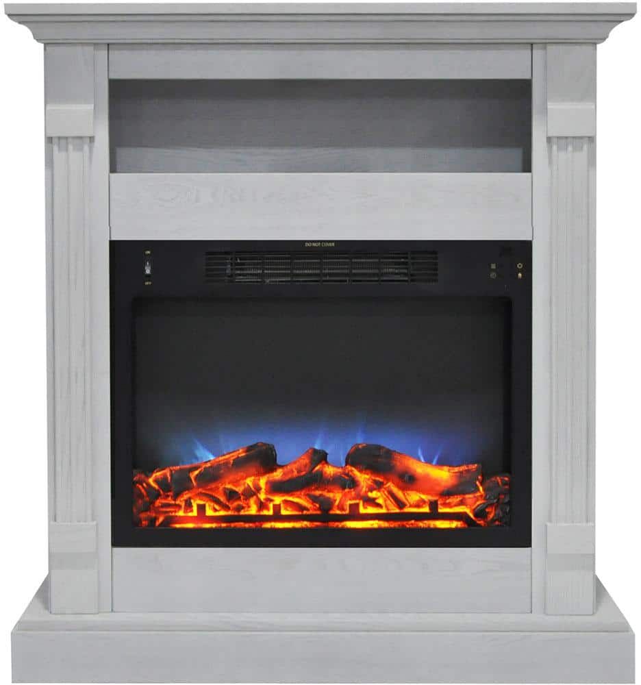 Cambridge Sienna 34 in. Electric Fireplace with Multi-Color LED Insert and White Mantel