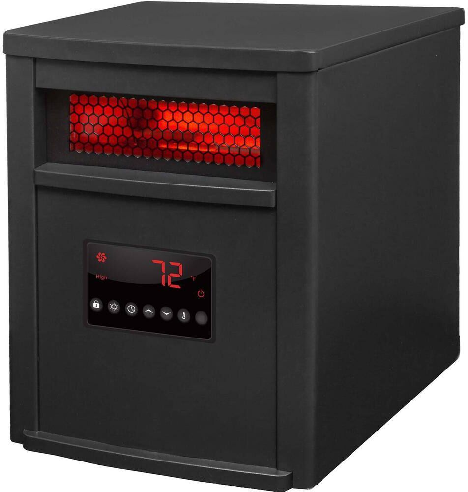 Lifesmart 1500-Watt Electric Cabinet 6-Element Infrared Heater with Black Steel