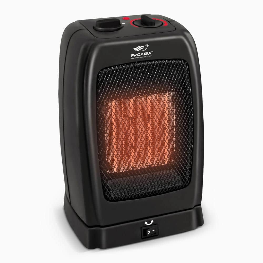 PROAIRA 750-Watt /1500-Watt in Black Portable Oscillating Ceramic Space Heater with Tip-Over Safety Switch