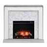 Southern Enterprises Legamma 44 in. Mirrored and Faux Marble Electric Fireplace in White