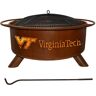 Virginia Tech 29 in. x 18 in. Round Steel Wood Burning Rust Fire Pit with Grill Poker Spark Screen and Cover