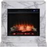 Southern Enterprises Barsdale 33.25 in. Faux Marble Electric Fireplace in White