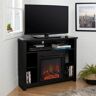 Walker Edison Furniture Company Highboy 44 in. Black MDF Corner TV Stand 48 in. with Electric Fireplace