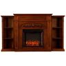 Southern Enterprises Binghamton 72.5 in. W Bookcase Electric Fireplace in Autumn Oak