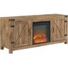 Walker Edison Furniture Company Barnwood Collection 58 in. Barnwood TV Stand fits TV up to 65 in. with Barn Doors and Electric Fireplace