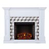 Southern Enterprises Banton 48 in. Electric Fireplace in White with Brown Marble
