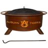 Auburn 29 in. x 18 in. Round Steel Wood Burning Rust Fire Pit with Grill Poker Spark Screen and Cover