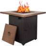 Legacy Heating 28 in. Square 50000 BTU Steel Propane Fire Pit Table in Wood Look