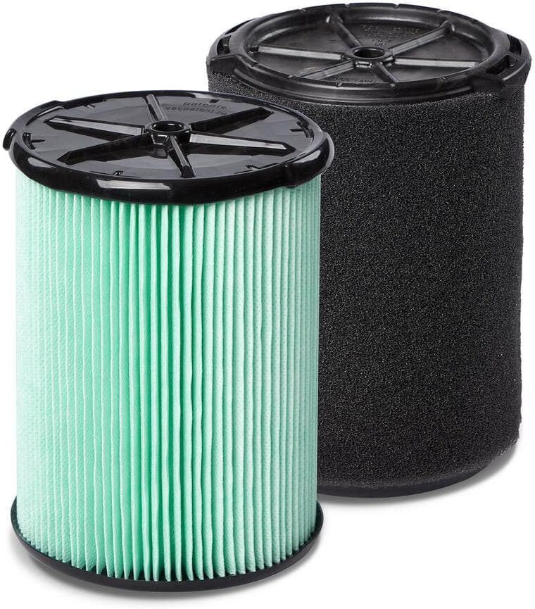 RIDGID HEPA Material Cartridge Filter and Wet Debris Foam Filter for Most 5 Gallon and Larger  Shop Vacuums (2-Pack)