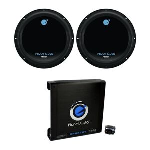 Planet Audio 12 in. Subwoofer and Car Audio Amplifier with Remote (2-Pack)