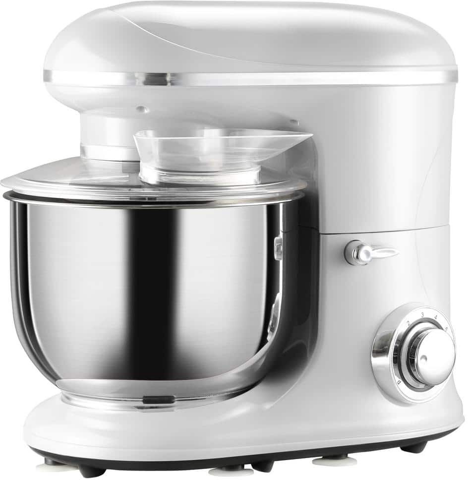 HOMCOM 6 qt. 6-Speed Silver Stainless Steel Stand Mixer with Dough Hook and Splash Guard