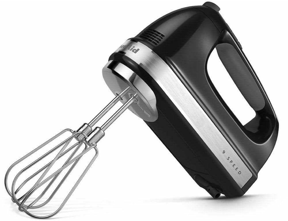 KitchenAid 9-Speed Onyx Black Hand Mixer with Beater and Whisk Attachments