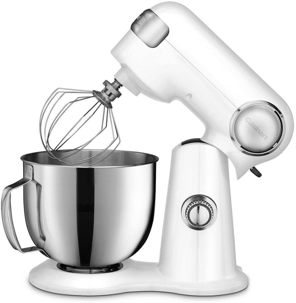 Cuisinart Precision Master 5.5 Qt. 12-Speed White Die Cast Stand Mixer with Attachments