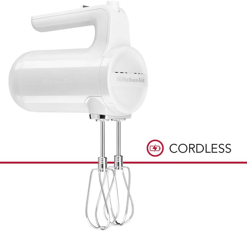 KitchenAid Cordless 7-Speed White Hand Mixer