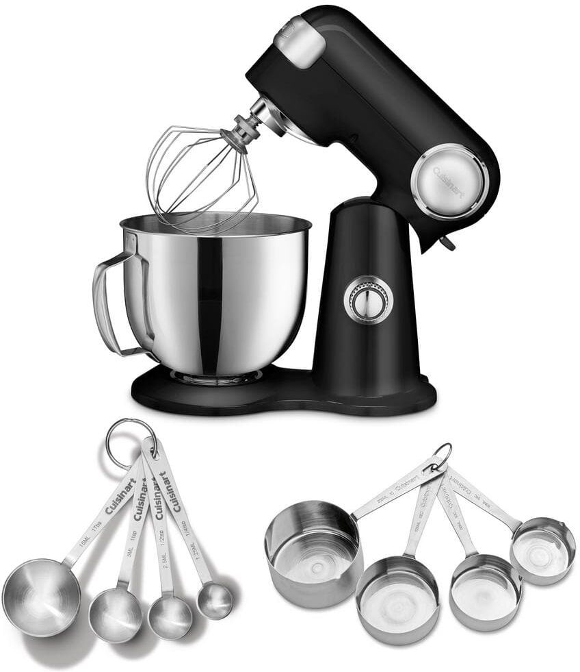 Cuisinart 5.5 Qt. 12-Speed Onyx Black Stand Mixer with Bonus Stainless Steel Measuring Cups and Spoons