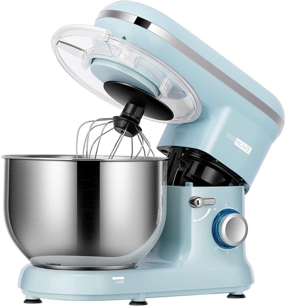 VIVOHOME 650-Watt 6 Qt. 6-Speed Blue Tilt-Head Kitchen Stand Mixer with Beater, Dough Hook and Wire Whip