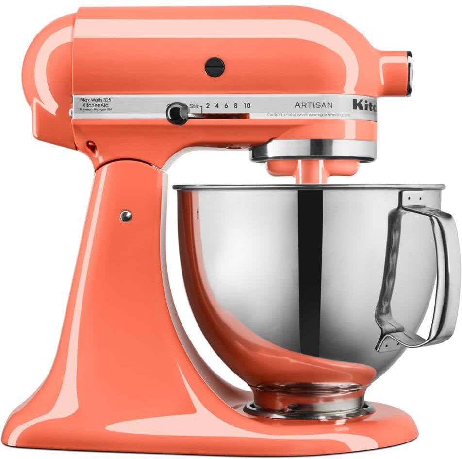 KitchenAid Artisan 5 qt. 10-Speed Bird of Paradise Stand Mixer With Flat Beater, Wire Whip and Dough Hook Attachments