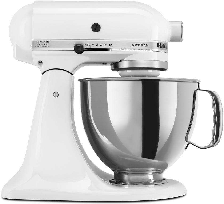 Best Dough Mixers: Top 10 Stand Mixers Reviewed 33 KitchenAid Artisan 5 qt. 10-Speed White Stand Mixer with Flat Beater, 6-Wire Whip and Dough Hook Attachments
