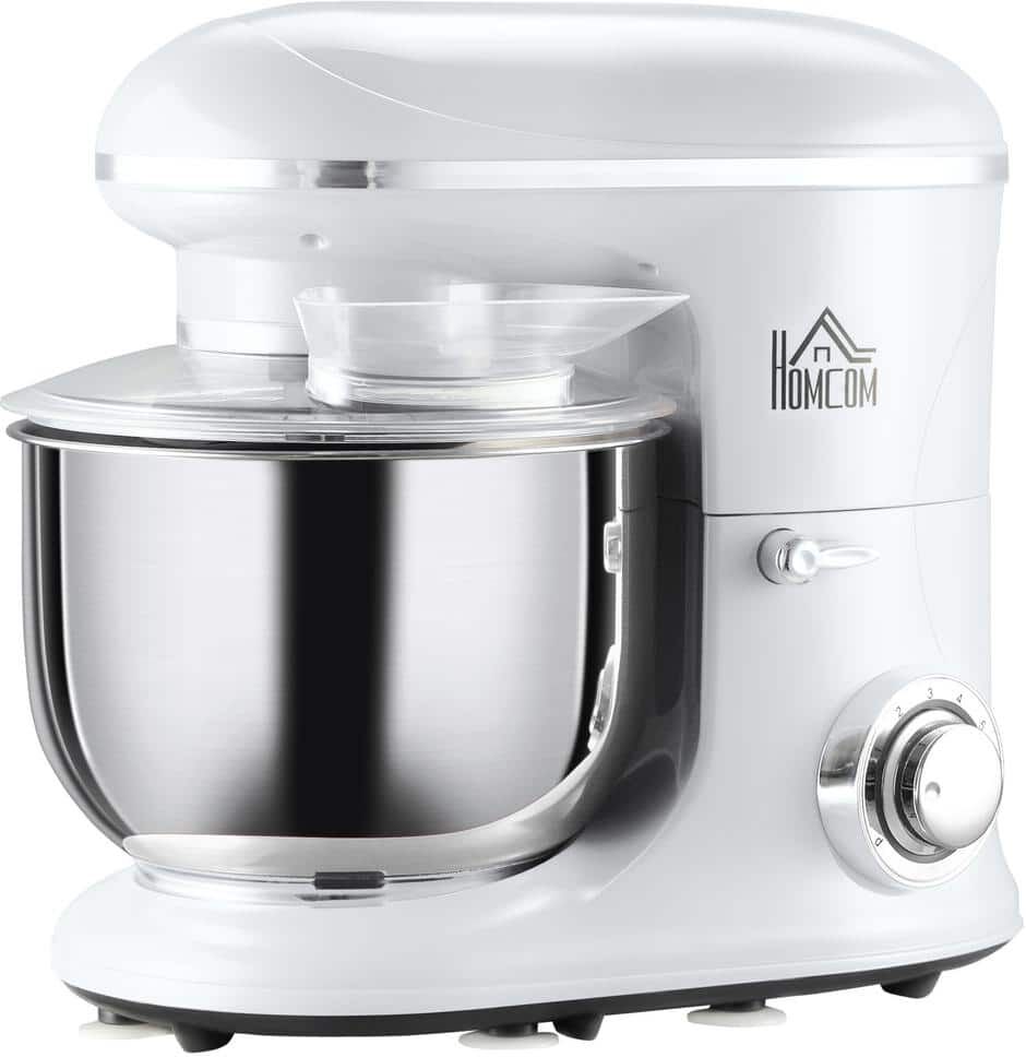 Best Dough Mixers: Top 10 Stand Mixers Reviewed 43 HOMCOM 6 Qt. 6-Speed White Stainless Steel Stand Mixer with Dough Hook and Splash Guard