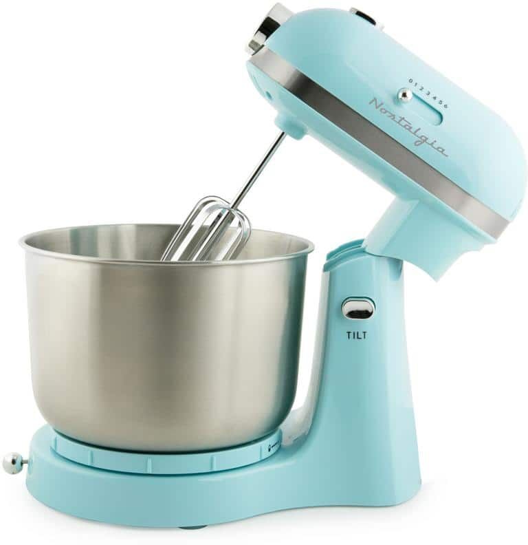 Best Dough Mixers: Top 10 Stand Mixers Reviewed 51 Nostalgia 3.5 Qt. 6-Speed Aqua Stand Mixer with Beaters and Dough Hooks