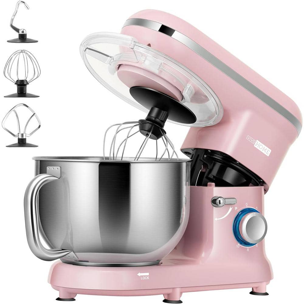 Best Dough Mixers: Top 10 Stand Mixers Reviewed 60 VIVOHOME 650-Watt 6 Qt. 6-Speed Pink Tilt-Head Kitchen Stand Mixer with Beater, Dough Hook and Wire Whip