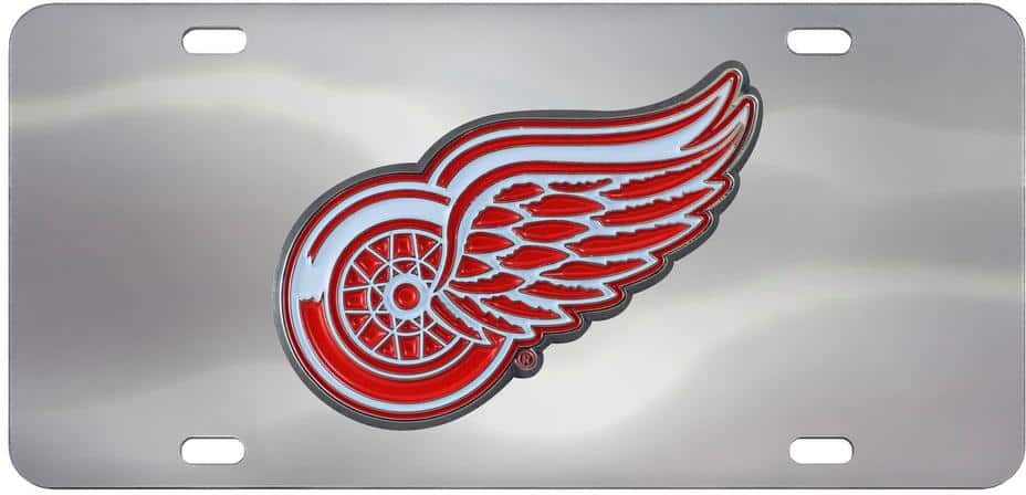 FANMATS 6 in. x 12 in. NHL Detroit Red Wings Stainless Steel Die Cast License Plate