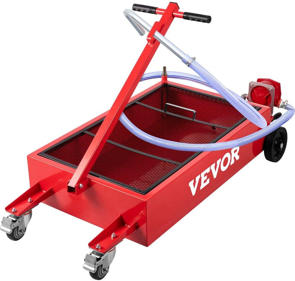 VEVOR Oil Drain Pan 20 Gal. Low Profile Oil Change Pan Tank Large Capacity with Pump Hose Swivel Casters Wheels for Car