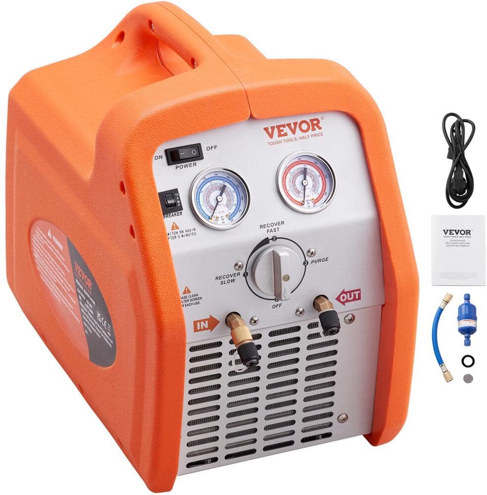 VEVOR Portable Refrigerant Recovery Machine 3/4 HP AC Recovery Machine HVAC 120-Volt 60Hz for Car Vapor Liquid Refrigerant AC