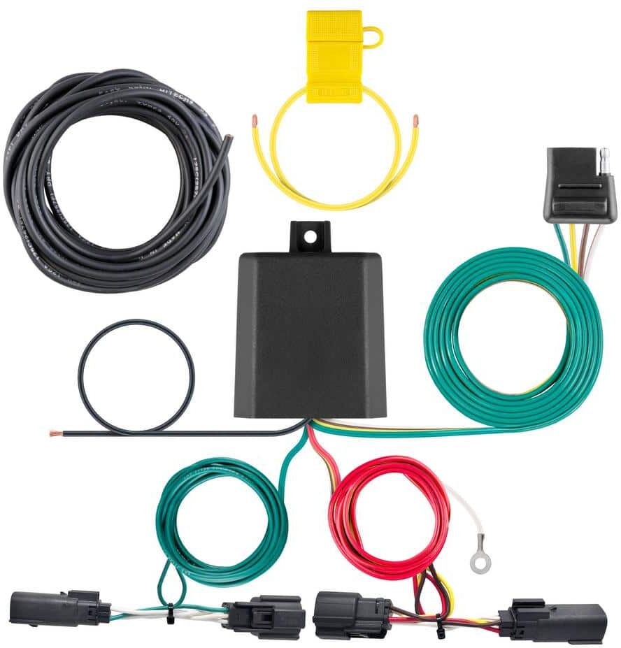 CURT Custom Vehicle-Trailer Wiring Harness, 4-Way Flat Output, Select Ford Edge, Quick Electrical Wire T-Connector