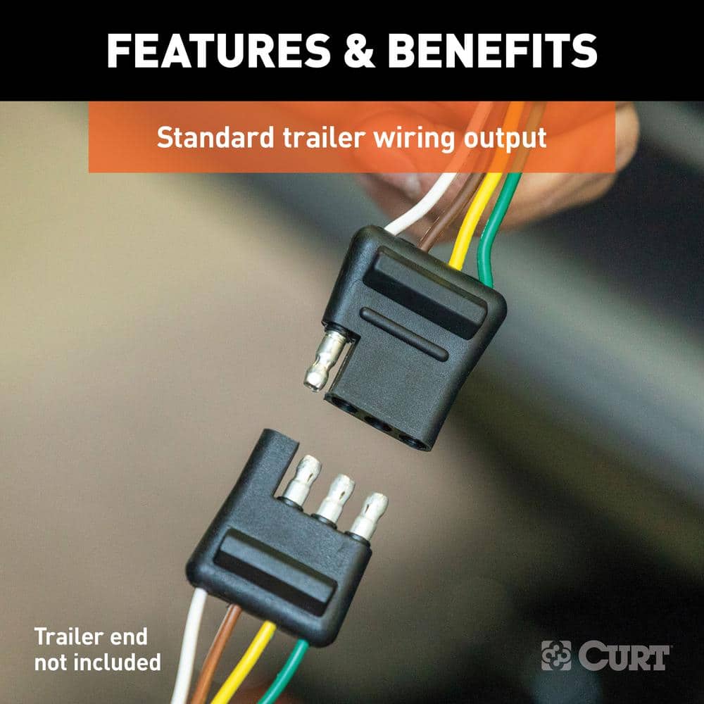 CURT Custom Vehicle-Trailer Wiring Harness, 4-Way Flat Output, Select Ford Edge, Quick Electrical Wire T-Connector